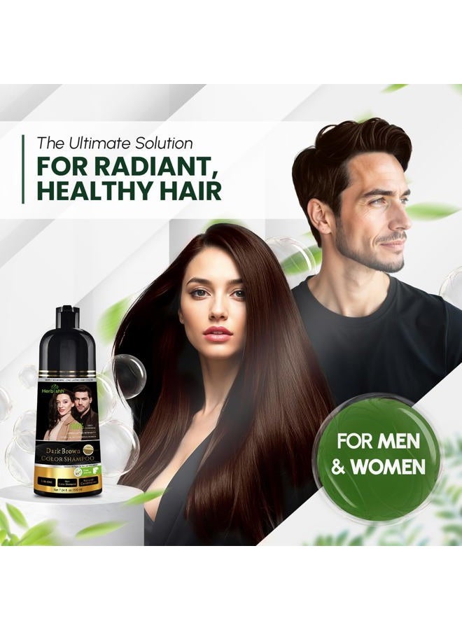 Herbishh Dark Brown Hair Dye Shampoo 3 in 1, 100% Grey Coverage, Hair Color for Men & Women, Long-lasting Color in 20-25 Mins, Ammonia-free, 200 ml - Image 2