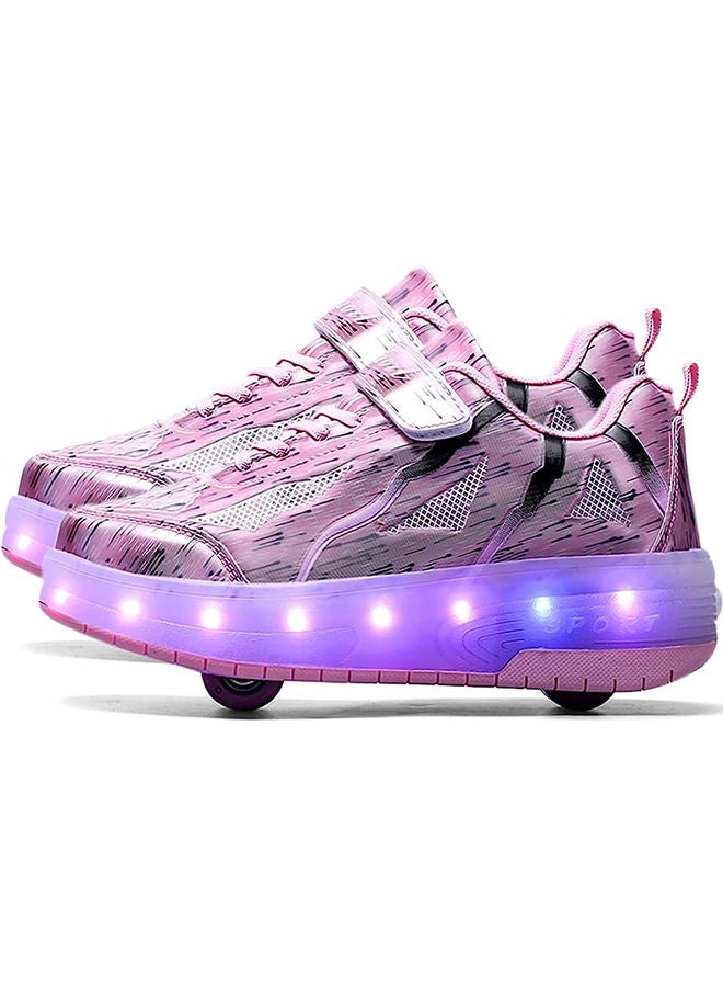 Sharpdo USB Chargable LED Light Up Roller Shoes Wheeled Skate Sneaker Shoes for Boys Girls Kids  - Image 1