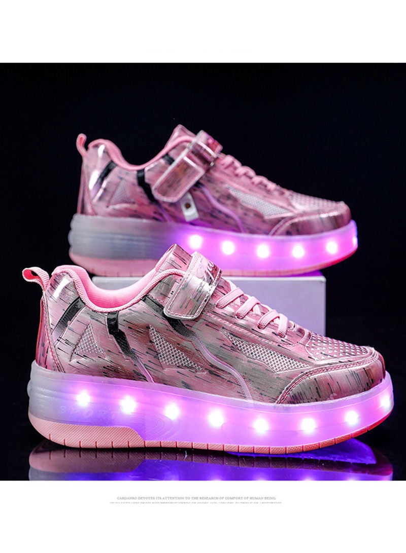 Sharpdo USB Chargable LED Light Up Roller Shoes Wheeled Skate Sneaker Shoes for Boys Girls Kids  - Image 2