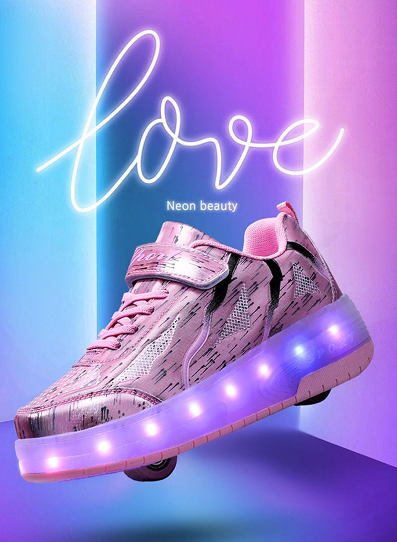 Sharpdo USB Chargable LED Light Up Roller Shoes Wheeled Skate Sneaker Shoes for Boys Girls Kids  - Image 3