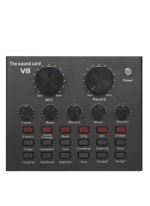V8 Bluetooth Microphone Live USB External Sound Card DSP Chip - 12 Sound Effects for Phone Computer PC Audio Broadcast