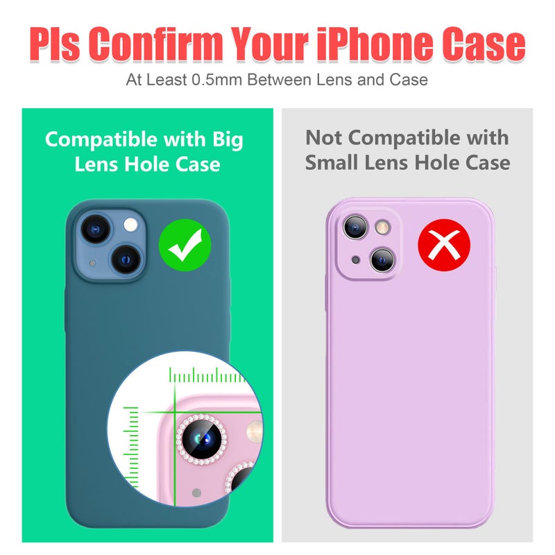 AGVEE 3+3 6 Pack for iPhone 15 6.1" / 15 Plus 6.7" Camera Lens Protector, Bling Diamond & Bling Glitter Metal Ring 9H Tempered HD Glass Camera Cover Film, Bling-Pink - Image 3