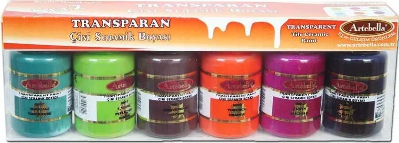 Artebella ABSTS002 Transparent Tile Ceramic Paint 50 cc Pack of 6