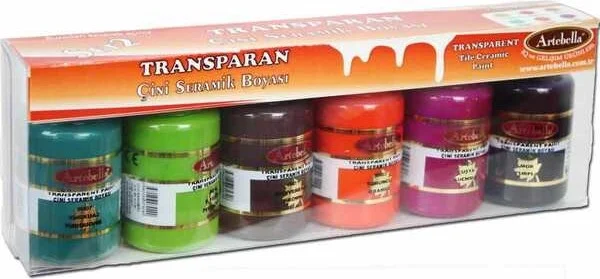 Artebella ABSTS002 Transparent Tile Ceramic Paint 50 cc Pack of 6