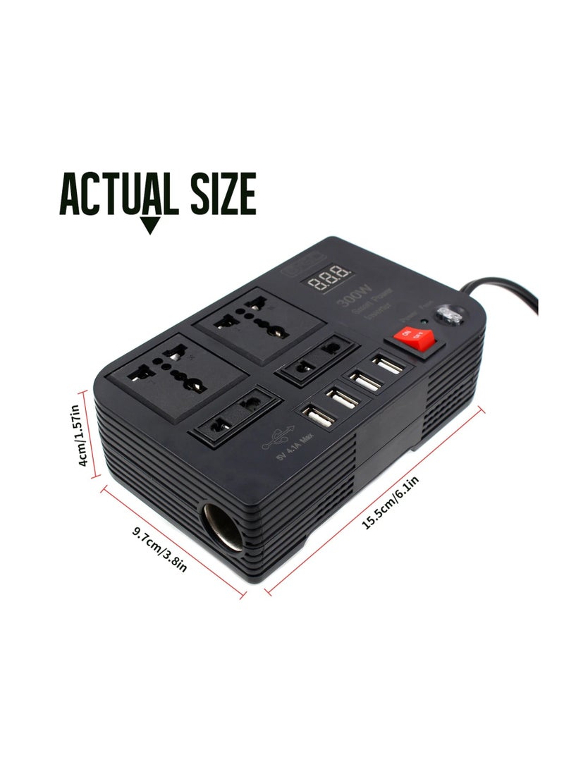 300W Car Power Inverter With 4 USB Socket Auto Charger Converter - Image 2