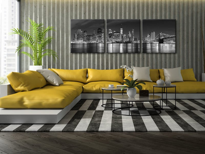 Pyradecor New York City Skyline Night Modern 3 panel Stretched Black and White Cityscape Canvas Prints Pictures Paintings on Wall Art for Living Room Bedroom Home Decorations - Image 4