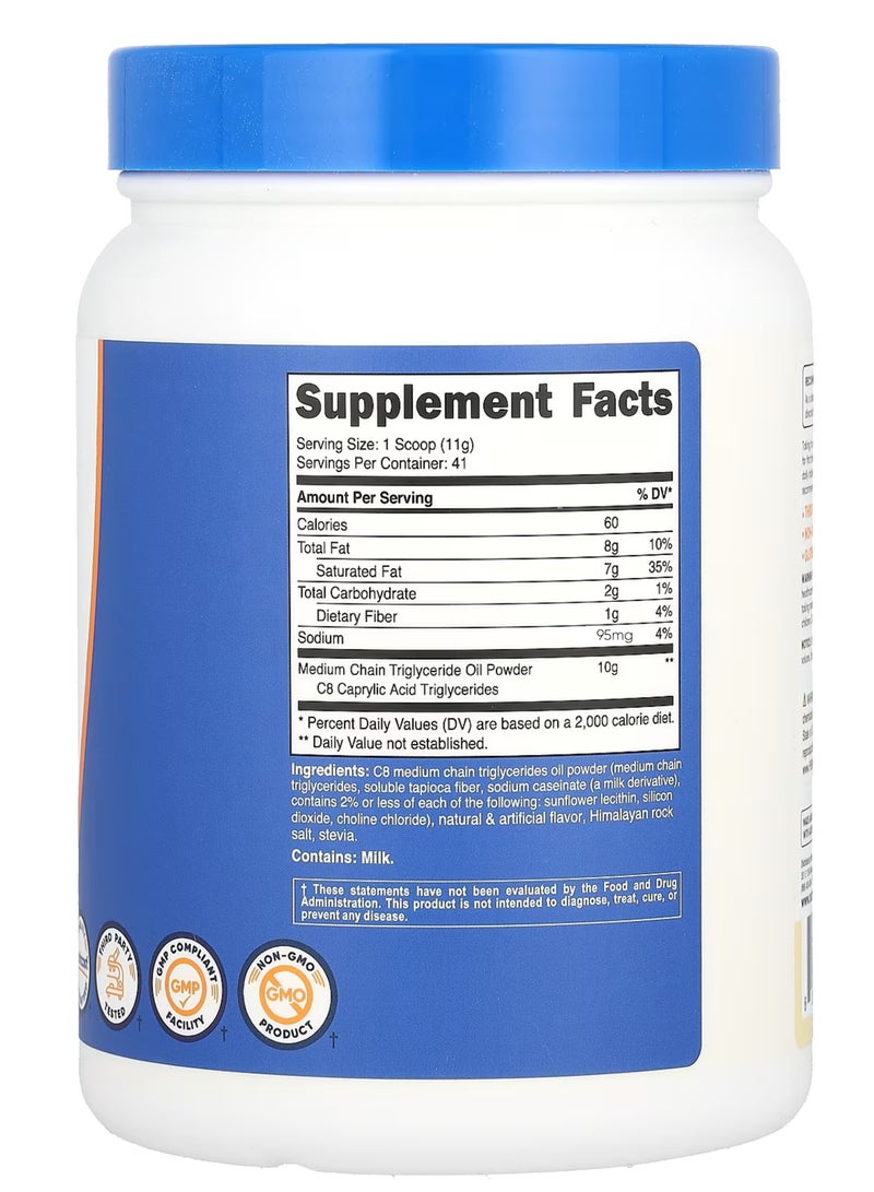 Nutricost C8 MCT Oil Powder, Vanilla Flavor, 1 Lb  - Image 2
