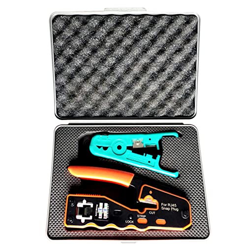 Gaobige Network Tool Kit RJ45 Crimper Tool Kit with a RJ45 Pass Through Crimp Tool Wire Crimper Stripper Cutter Ethernet Crimping Tool for Cat6A Cat6 Cat5 Cat5e a Wire Stripper Orange - Image 1