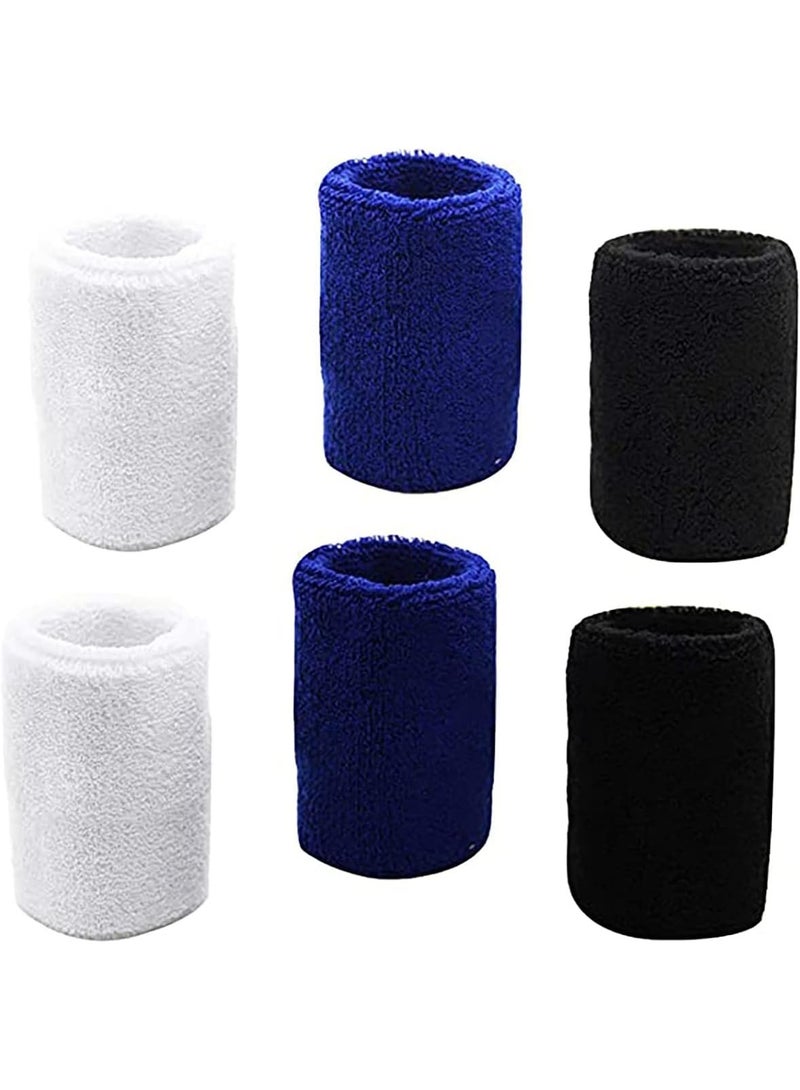 Sports wristbands made of sweat-wicking material, suitable for basketball, running, and football. Available in black, blue, and white. - Image 1