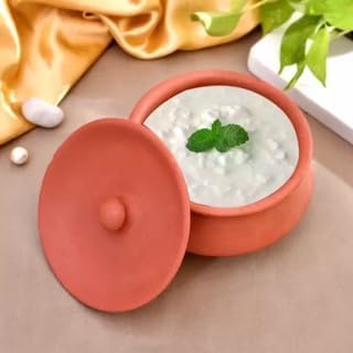 SHRIYAM CRAFT 550 Ml Polished Hand Craft Clay Pot with Lid for Cooking, Clay Dahi Handi for Kitchen, Lightweight & Durable Mitti Handi, Brown Colour (Pack of 1) (Degachi Style Handi, 550 ml)  - Image 1