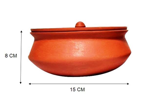 SHRIYAM CRAFT 550 Ml Polished Hand Craft Clay Pot with Lid for Cooking, Clay Dahi Handi for Kitchen, Lightweight & Durable Mitti Handi, Brown Colour (Pack of 1) (Degachi Style Handi, 550 ml)  - Image 2