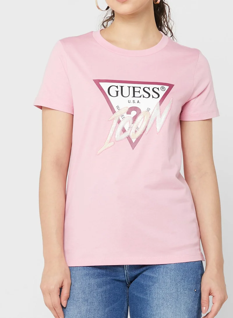 GUESS Crew Neck Graphic T-Shirt