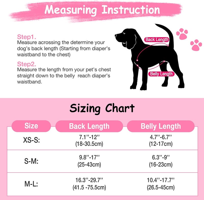 Pet Soft Dog Suspenders, 2Pcs Dog Diaper Suspenders, Dog Diaper Harness, Dog Suspenders for Diapers Female, Puppy Suspenders Belly Bands for Dog Diapers Pet Clothes Apparel Keeper (Black-Pink, XS-S) - Image 5