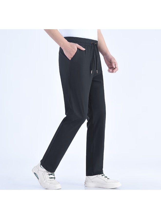 Maybeyond Men's Casual Pants, Summer Sports Breathable Quick-dry Straight-leg Trousers, Loose Cool-feeling Long Pants, Mx15 Black 2XL - Image 3