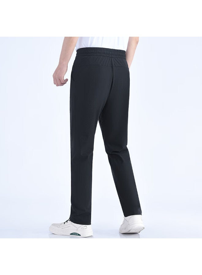 Maybeyond Men's Casual Pants, Summer Sports Breathable Quick-dry Straight-leg Trousers, Loose Cool-feeling Long Pants, Mx15 Black 2XL - Image 5