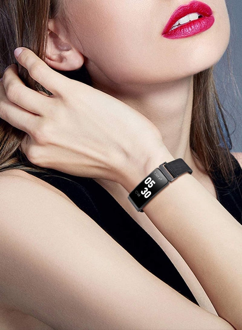 KASTWAVE Metal Watch Band, Stainless Steel Metal Mesh Wristband Replacement, Magnetic Lock Replacement Wristband, for Fitbit Inspire 2 Compatible Fitbit Inspire HR & Inspire & Ace 2 (Small, Black + Rose Gold)  - Image 2