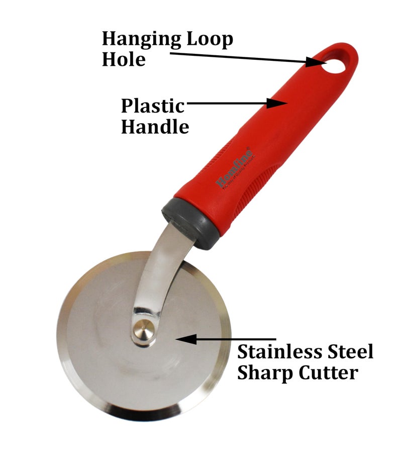Homfine Pack of 2 Pizza Cutter/Slicer for Sandwich Paratha Chapati Roti Smooth Rotating Wheel Food Grade Stainless Steel with Non Slip Ergonomic Handle for Kitchen (Color May Vary) - Image 2