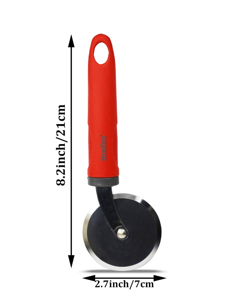 Homfine Pack of 2 Pizza Cutter/Slicer for Sandwich Paratha Chapati Roti Smooth Rotating Wheel Food Grade Stainless Steel with Non Slip Ergonomic Handle for Kitchen (Color May Vary) - Image 4