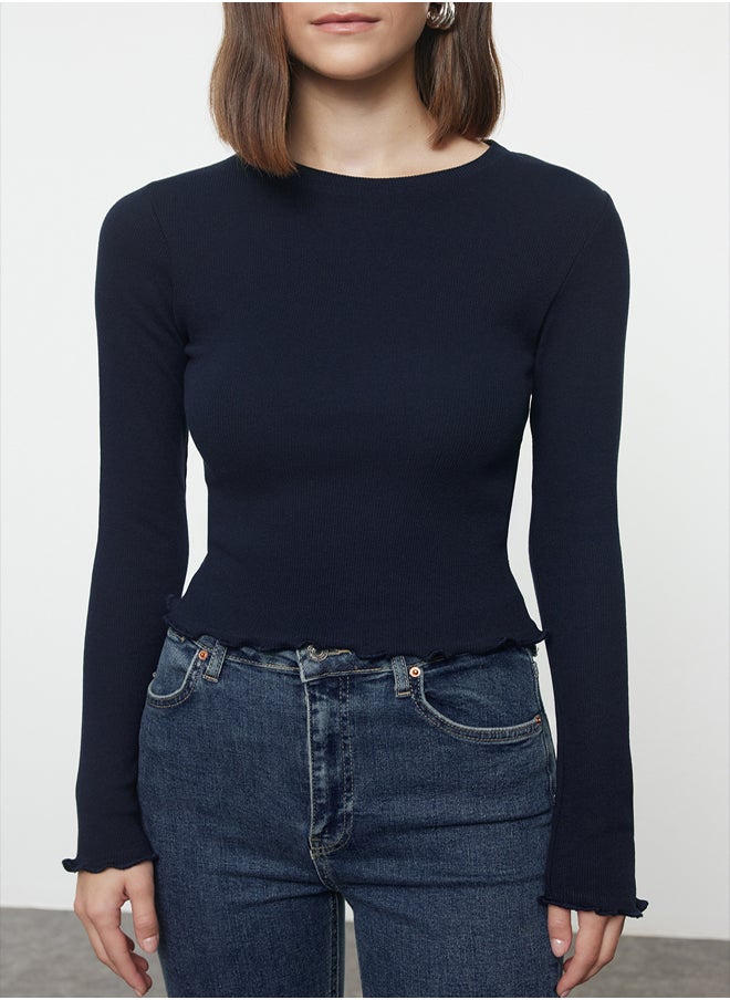 Navy Blue Fitted Crop Ribbed Stretchy Knitted Blouse TWOAW25BZ00167 - pzsku/Z5A4A89FA2F2D25E320B6Z/45/_/1739718350/7a82d7ef-45f3-43e5-96bd-94e13c3b9a64