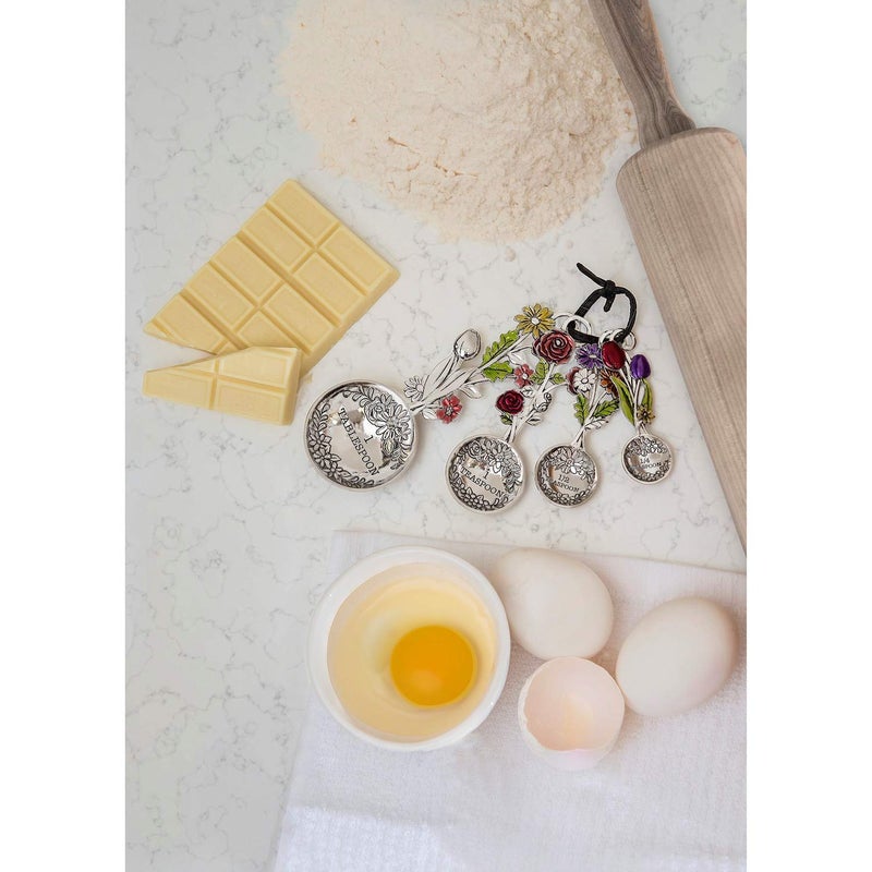 Ganz 4-Piece Measuring Spoons Set - Colorful Flower Bouquet - Image 3