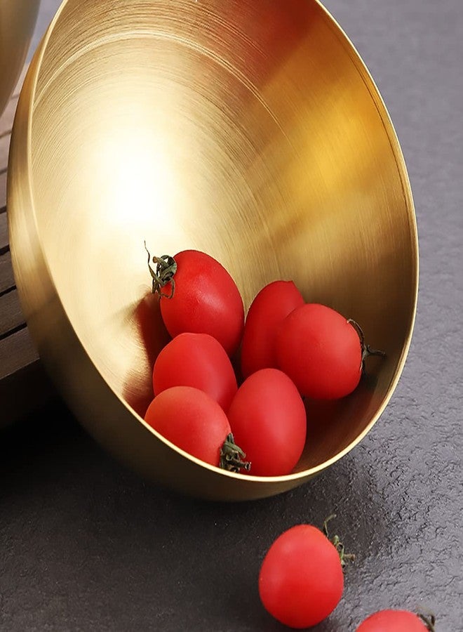 Dadamong Stainless Steel Salad and Mixing Bowls Set of 2 - Nesting, Snacks, Serving for Cooking, Baking, Prepping - Small & Large 5.9 & 7.9 Inch (Gold) - Image 2