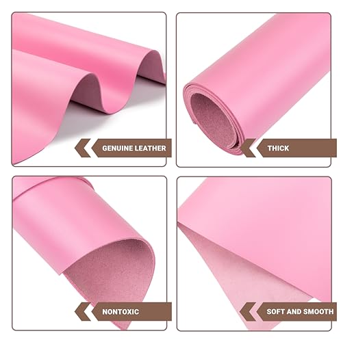 Shkira 12''X24'' Tooling Leather Square - 2.0MM Pink Sheets for Crafts - Leather Sheets for Crafts Tooling Sewing Hobby - Thick Cowhide Pieces - Fabric for Crafting - Image 3