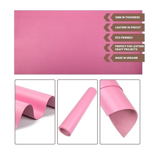 Shkira 12''X24'' Tooling Leather Square - 2.0MM Pink Sheets for Crafts - Leather Sheets for Crafts Tooling Sewing Hobby - Thick Cowhide Pieces - Fabric for Crafting - Image 5