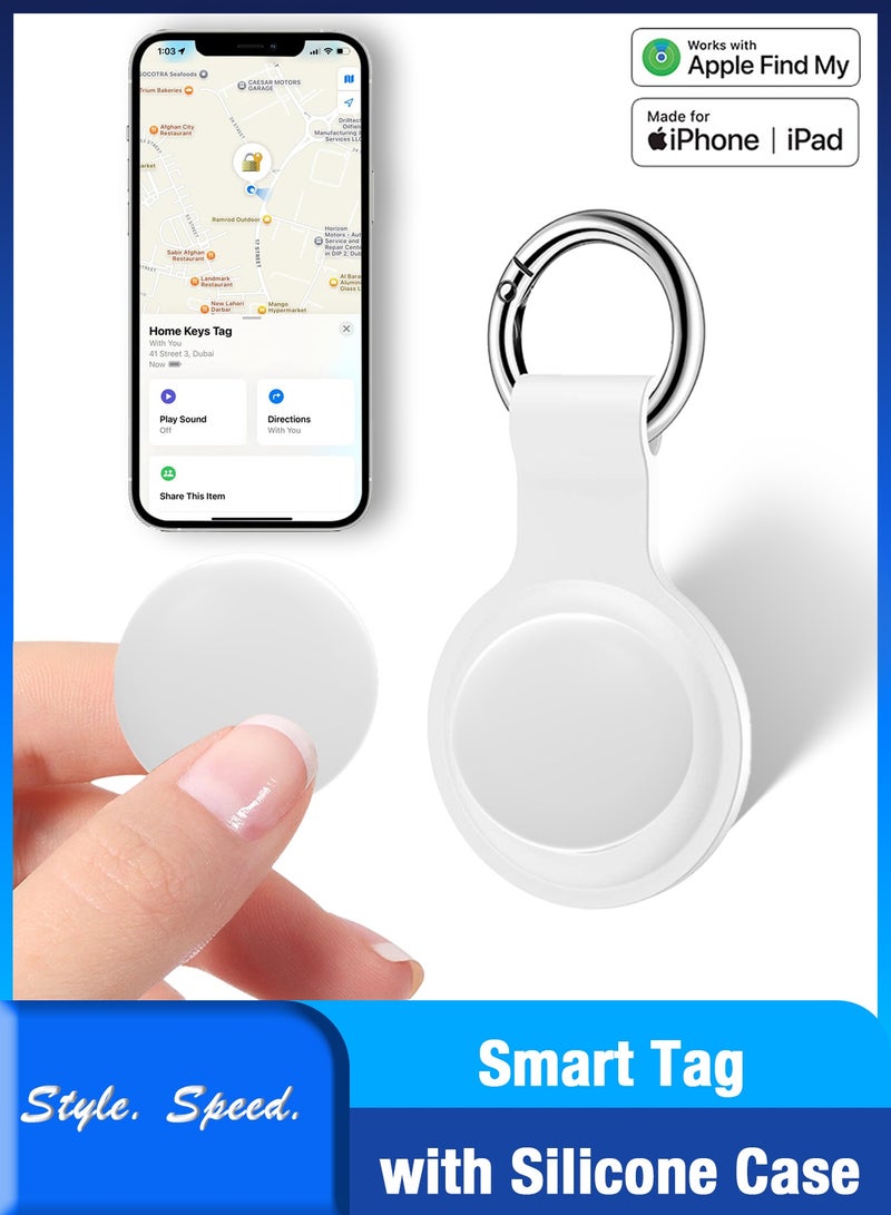 Smart Bluetooth Tracker with Silicone Case, Key Finder Anti-Loss Device Compatible with Apple Find My App, Works with iOS – WHite (1 Pack)  - Image 1
