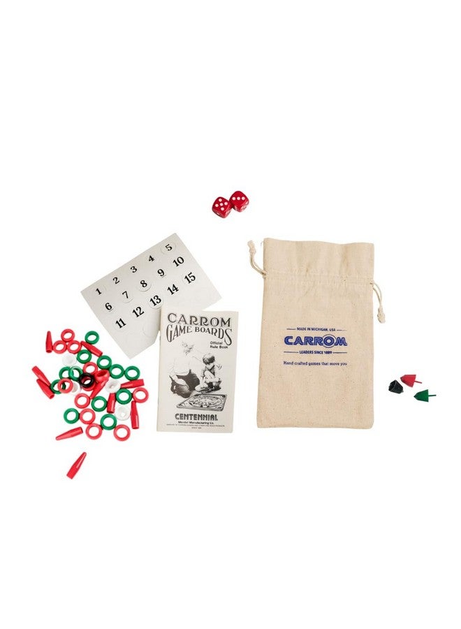 Carrom طقم معدات لعبة الكاروم - يتضمن 44 قطعة لعب، دليل تعليمات وحقيبة حمل - ملحقات إضافية لألعاب الطاولة للبالغين والأطفال - ملحقات ألعاب رياضية متينة - Image 1