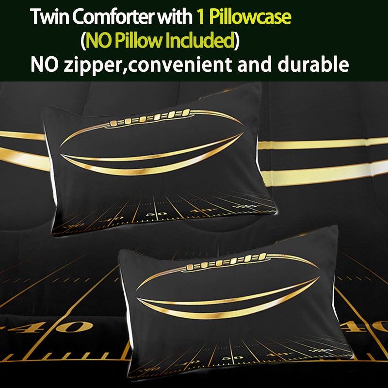 Bodhi Boys Comforter Twin, Black and Gold Football Bedding Set, Machine Washable, 2 Pieces - Image 4