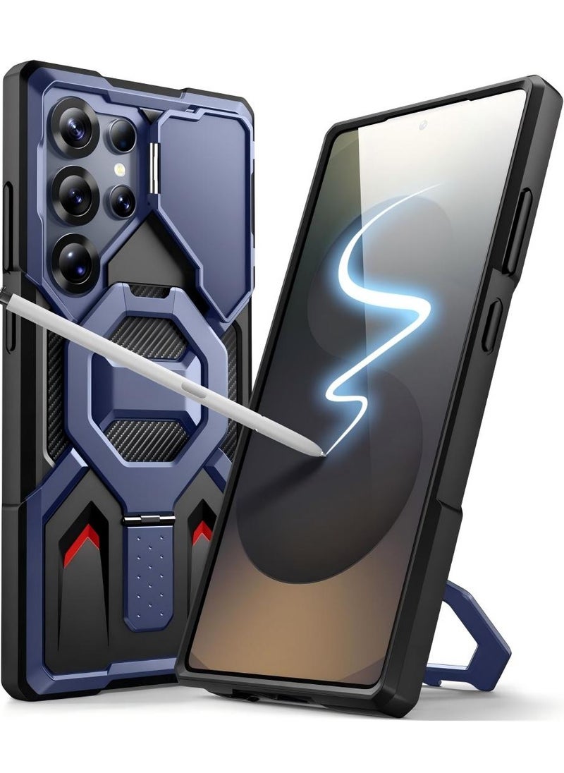 تونجيت جراب سامسونج جالكسي S24 ألترا متوافق مع MagSafe، [حلقة مسند وغطاء كاميرا يعمل كمسند] حماية قوية ومضادة للصدمات لهاتف S24 ألترا مع واقي شاشة، بحجم 6.8 إنش، باللون الأزرق الداكن  - Image 1