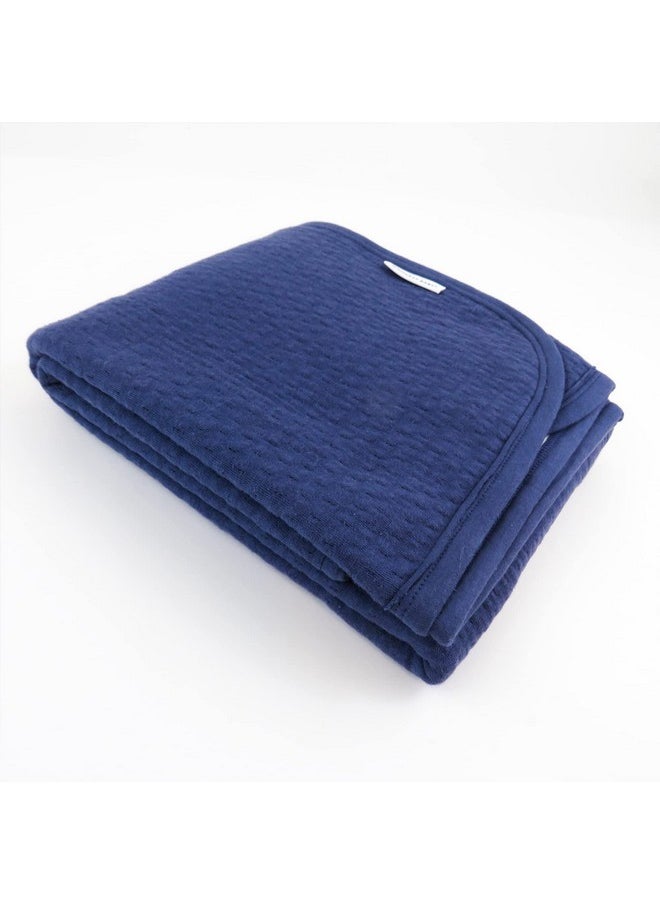 HonestBaby Organic Cotton Matelasse Reversible Receiving Blanket Rainbow Stripe Blues One Size  - Image 3
