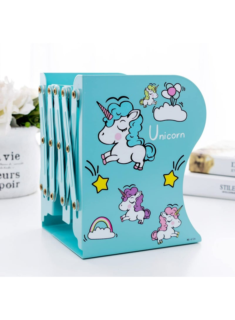 1pcs Telescopic Book Stand Folding Book Stand Metal Unicorn Cartoon Look Bookshelf Reading Frame effectual Sturdy and Nonslip for Books/Movies/CDs/Video Games - Image 2