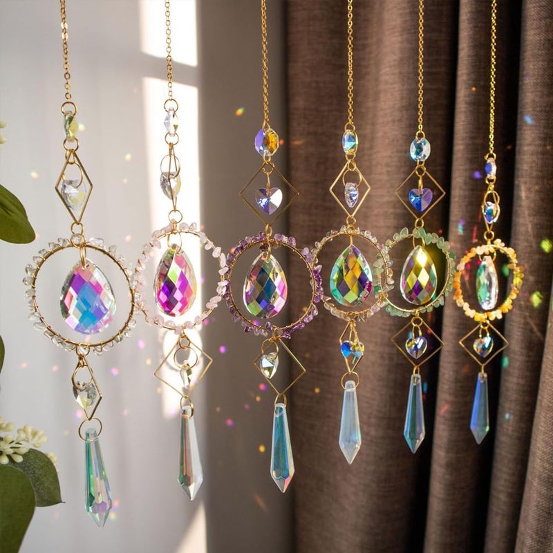 HOSTEESSCHOICE Crystal Suncatchers Window Hanging Wind Chime Pendant Ornament with Rough Stones Amethyst,for Home, Garden Tree Plants, and Meditation Decor (White) - Image 2