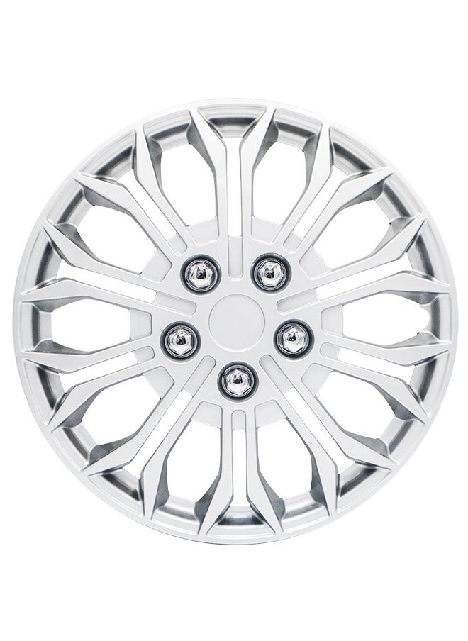 EMTC Pack of 4 EM-3148 Taiwan Wheel Cover | 15" Inch | Silver Universal Nested Style  - Image 2
