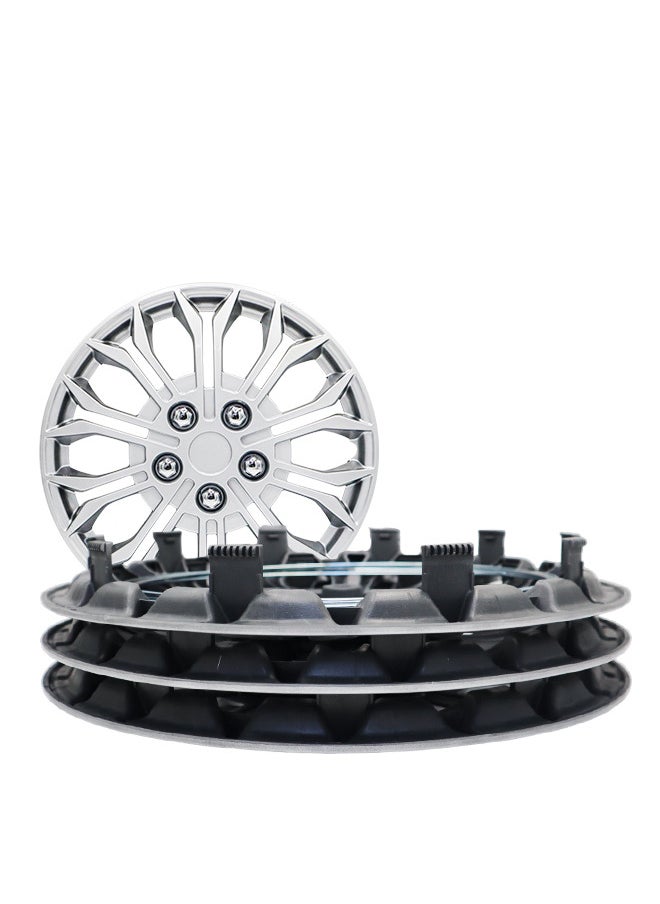 EMTC Pack of 4 EM-3148 Taiwan Wheel Cover | 15" Inch | Silver Universal Nested Style  - Image 3