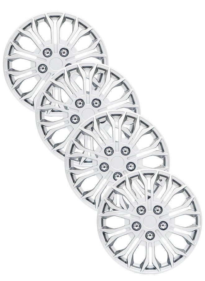 EMTC Pack of 4 EM-3148 Taiwan Wheel Cover | 15" Inch | Silver Universal Nested Style  - Image 1