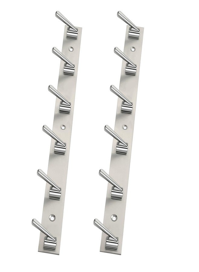 PROMIXO Stainless Steel 6 Pin (Pack of 2) Bathroom Clothes Hanger | Hanger for Door | Clothes Wall Mounted,| Hooks Rail for Hanging Keys,Cloth,Towel, Accessories - Image 1