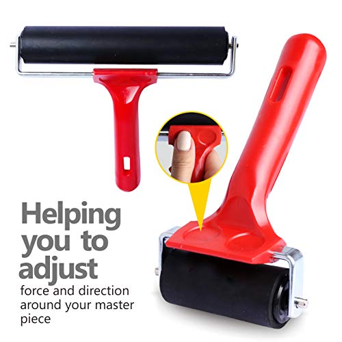 UCEC Brayer Roller, Durable Hard Rubber Roller Brayers, Brayer Rollers for Crafting, Glue Roller Paint Brushes for Printmaking Stamping Gluing (2.4”, 5.9”, 7.9”), 3 Pack - Image 3