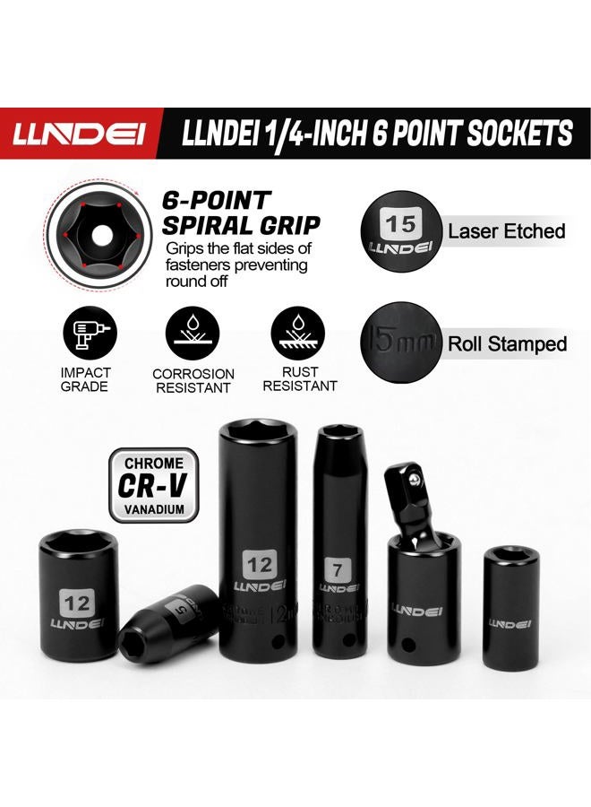 LLNDEI 16V Compact Brushless Power Drill Set, 108 PCS 140N. m, 1/4" Drive Socket Set & Nut Driver Set, including 2.0Ah Battery, Charger and 1/4-inch Keyless Chuck - Image 4
