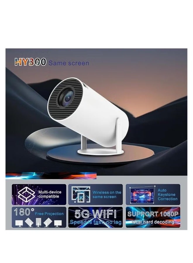 Mini Projector HY300 Auto Keystone Correction Portable Projector 4K/ 200 ANSI Smart Projector with 2.4/5G WiFi BT 5.0 130 Inch Screen 180 Degree Flip Round Design Home Video Projector  - Image 2