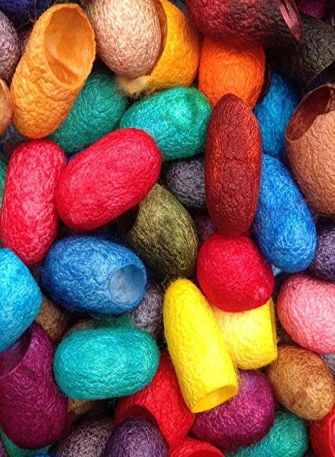 Knitsilk Hand Dyed Silk Cocoons, Silk Cut Cocoons, Mulberry Silk Fibres – Pack of 40 - Image 1