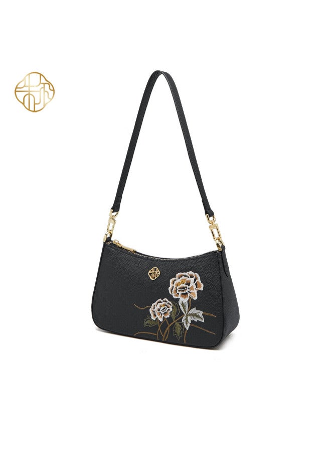 Zooler Women's Handbag, 2025 Chinese Style Embroidered Underarm Bag, Shoulder Crossbody Bag, Cowhide Ladies' Purse, New Year Gift - Image 3