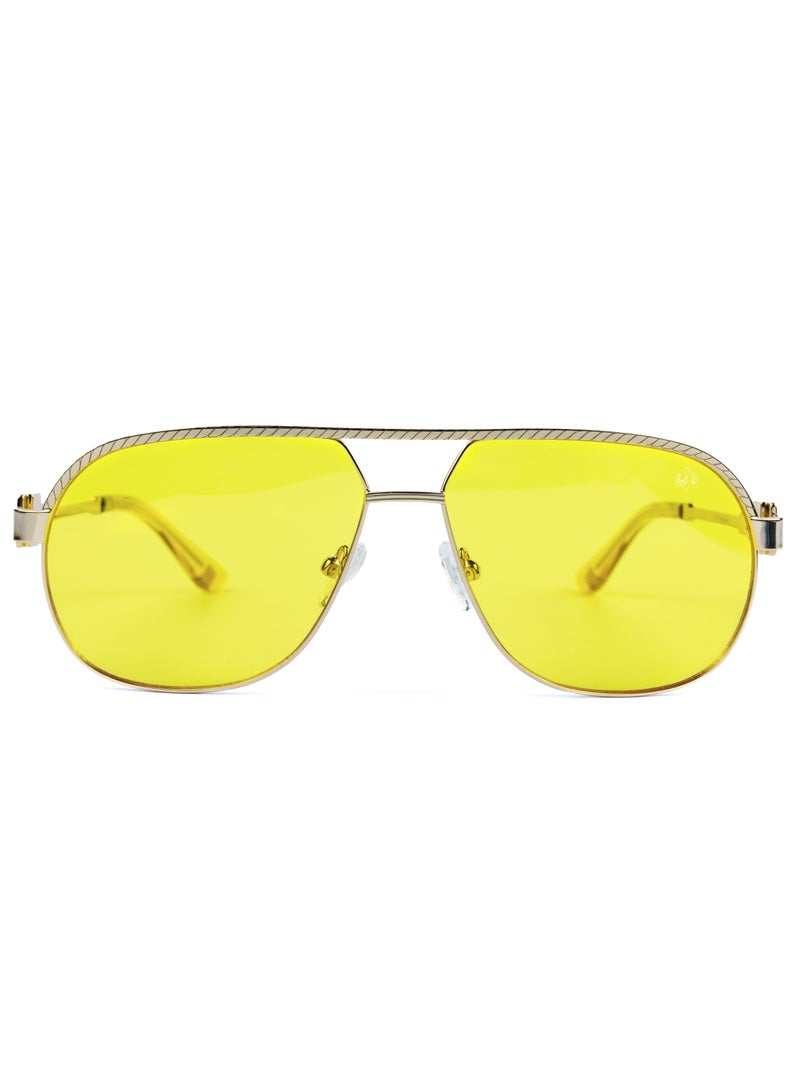 SOL.K Glumo-K Yellow Lense Sunglasses - Vibrant Yellow Lenses with 400 UV Protection - Sophisticated Gold Stainless Steel Frame, 1-Year Warranty - Image 1