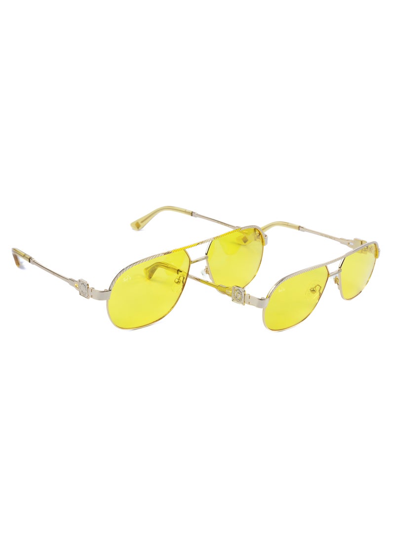 SOL.K Glumo-K Yellow Lense Sunglasses - Vibrant Yellow Lenses with 400 UV Protection - Sophisticated Gold Stainless Steel Frame, 1-Year Warranty - Image 3