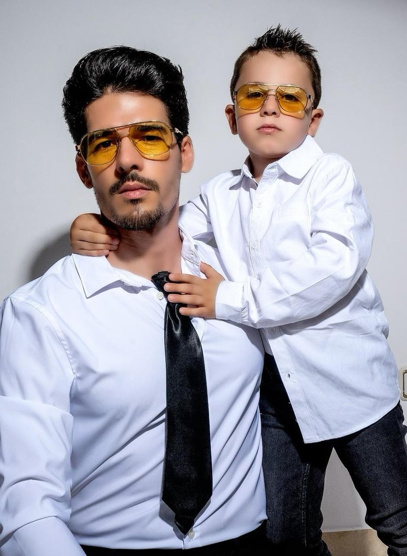 SOL.K Glumo-K Yellow Lense Sunglasses - Vibrant Yellow Lenses with 400 UV Protection - Sophisticated Gold Stainless Steel Frame, 1-Year Warranty - Image 5