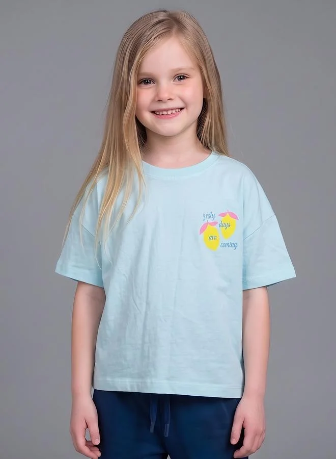 تايك تو Girls Oversized Graphic T-Shirt By Juniorloom