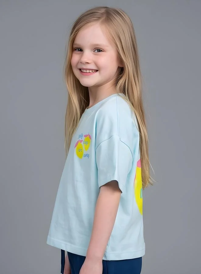 تايك تو Girls Oversized Graphic T-Shirt By Juniorloom