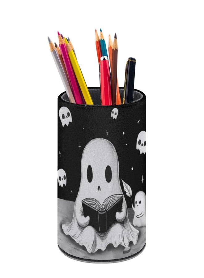 XUWU Cute Ghosts Pen Holder Pencil Organizer Cute Pencil Cup Desk Decor Makeup Brush Holder PU Multifunctional Office Suppliesfor Home Classroom School - Image 1
