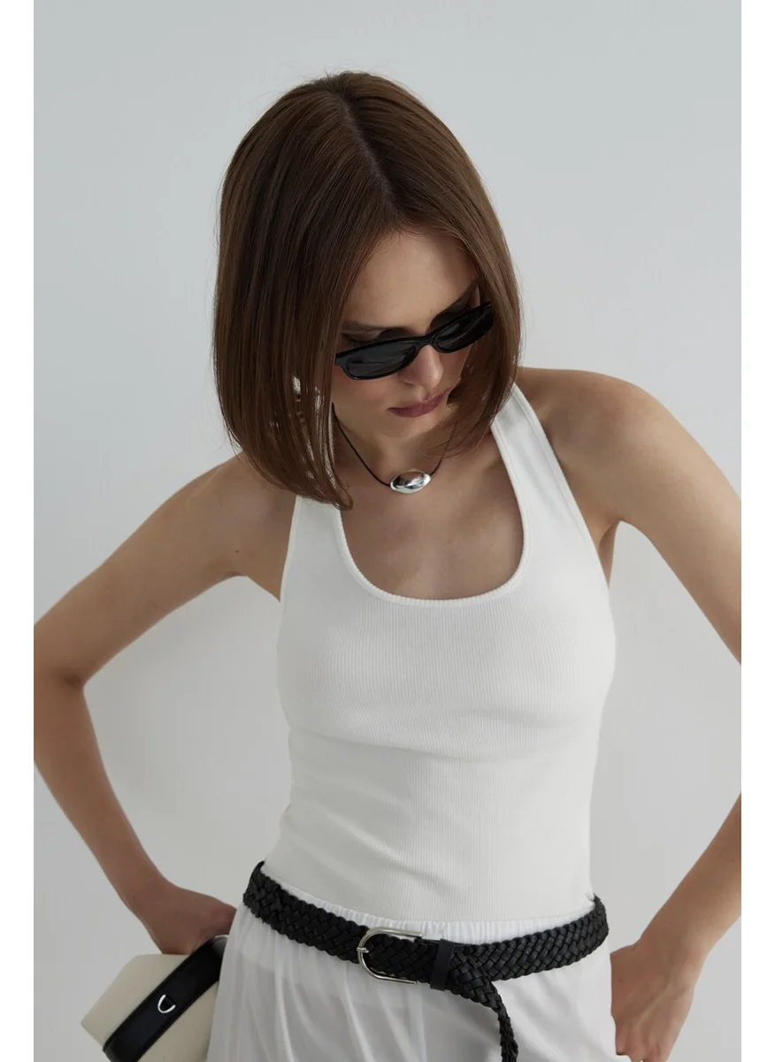 سود كوليكشن Ecru Luna Halter Neck Bodysuit